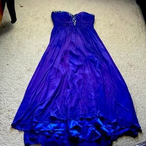 Purpleish blue strapless gown, Jovani, size 18